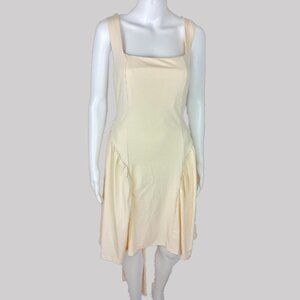 A-Line Square Neckline Hip Gathered Midi Dress